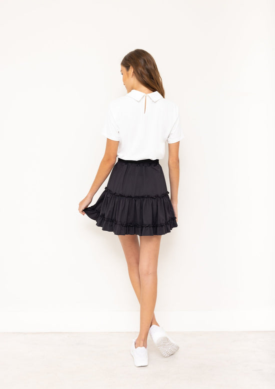 Par Social Tiered Dress in White/Black