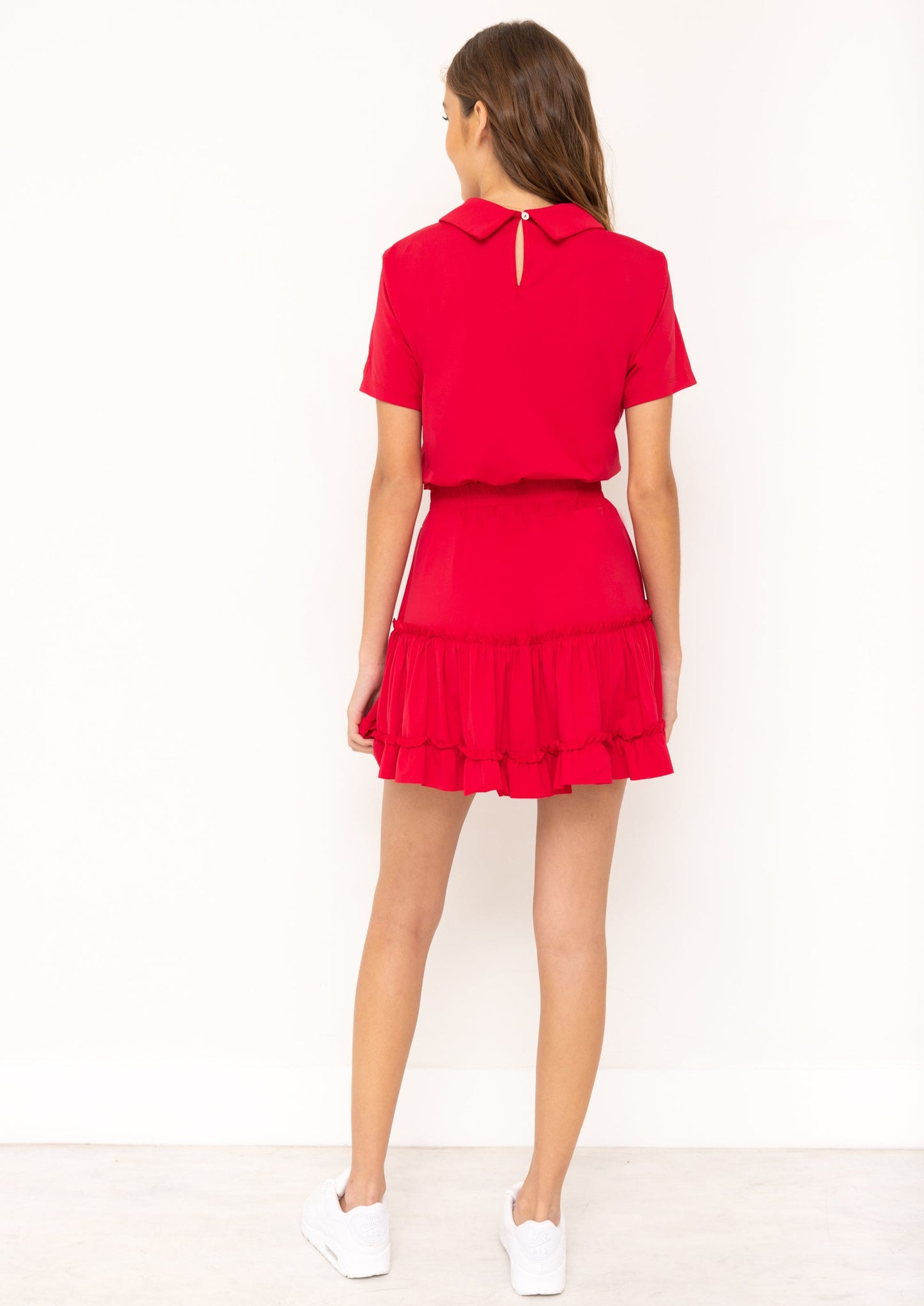 Par Social Tiered Dress in Crimson