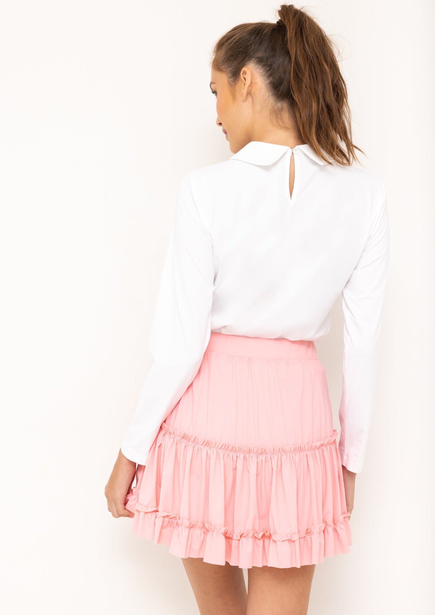 Par Social Tiered Skirt in Blush Pink